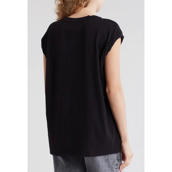 AllSaints Black Sanza Cotton Tank top size M - Picture 2 of 9